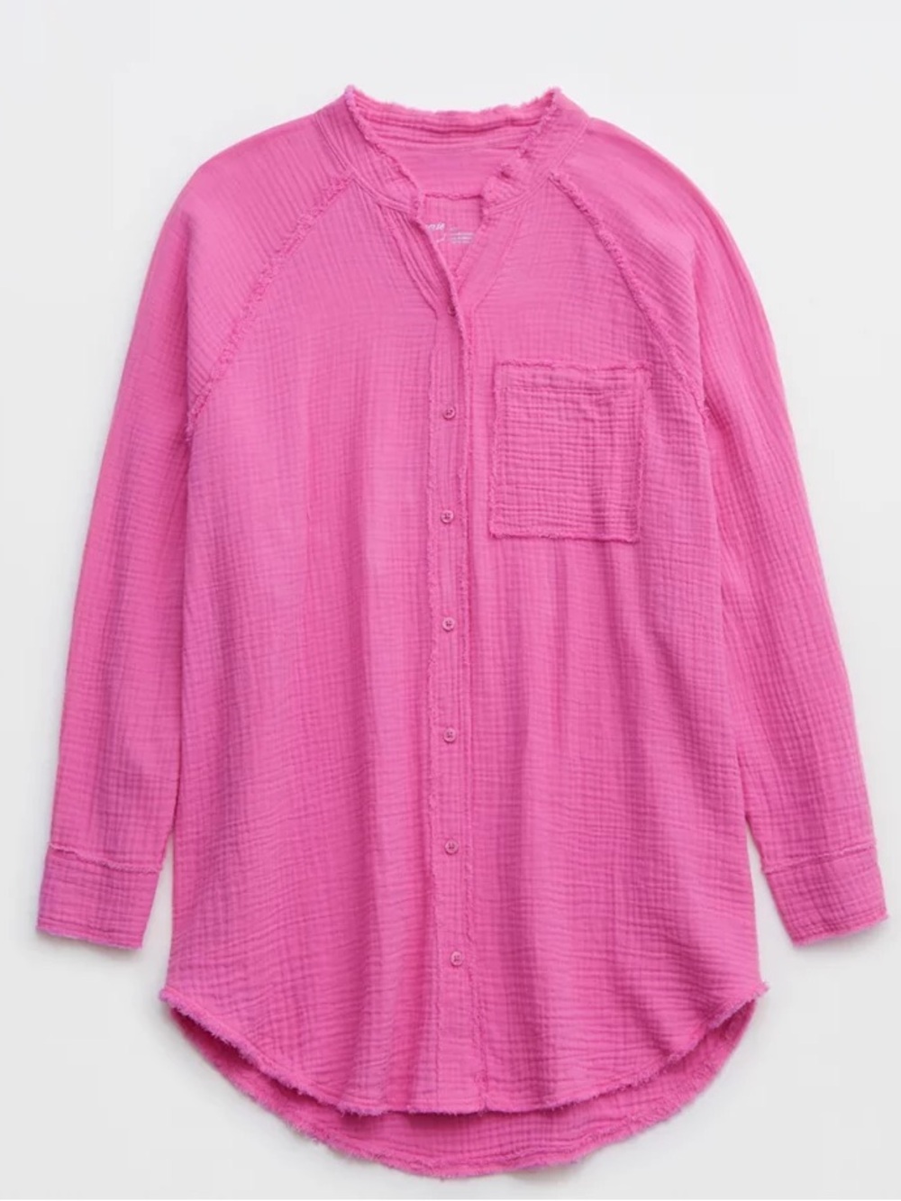 Aerie gauzy coverup cotton shirt lip gloss pink XL